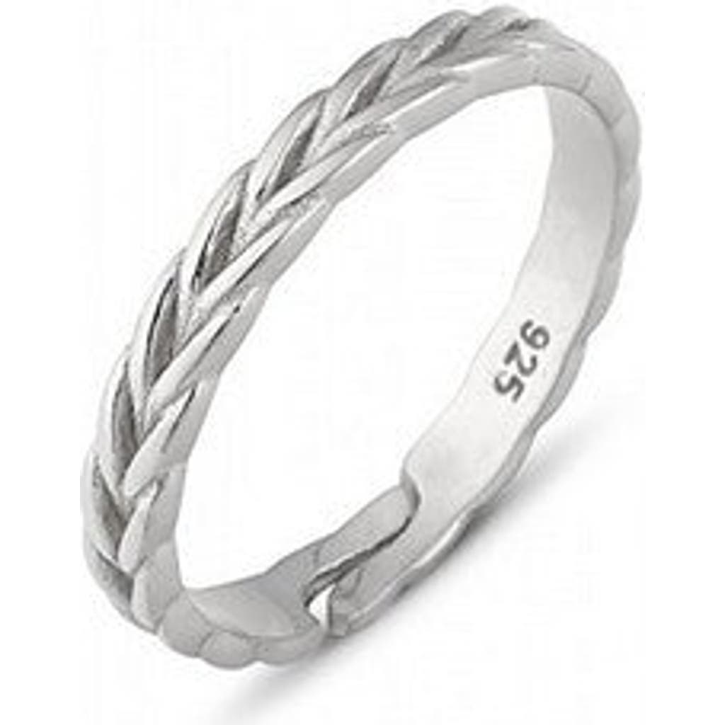 Spero London Braided Design Adjustable Sterling Silver Band Ring In Silver