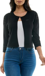 Nina Leonard Sheer Stripe Knit Bolero