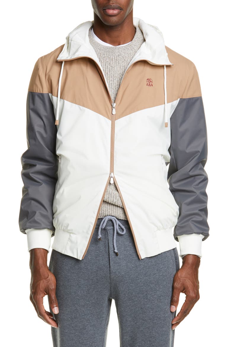 Colorblock Windbreaker, Main, color, OFF WHITE