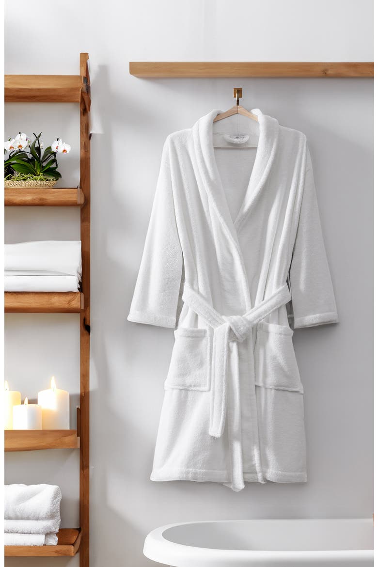 Egyptian Cotton Terry Bathrobe, Alternate, color, WHITE