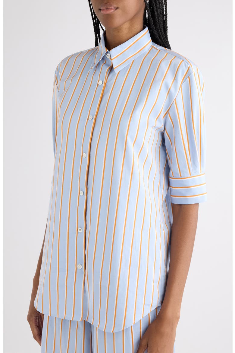 Celindo Super Compact Stripe Oversize Supima® Cotton Poplin Button-Up Shirt, Alternate, color, LIGHT BLUE