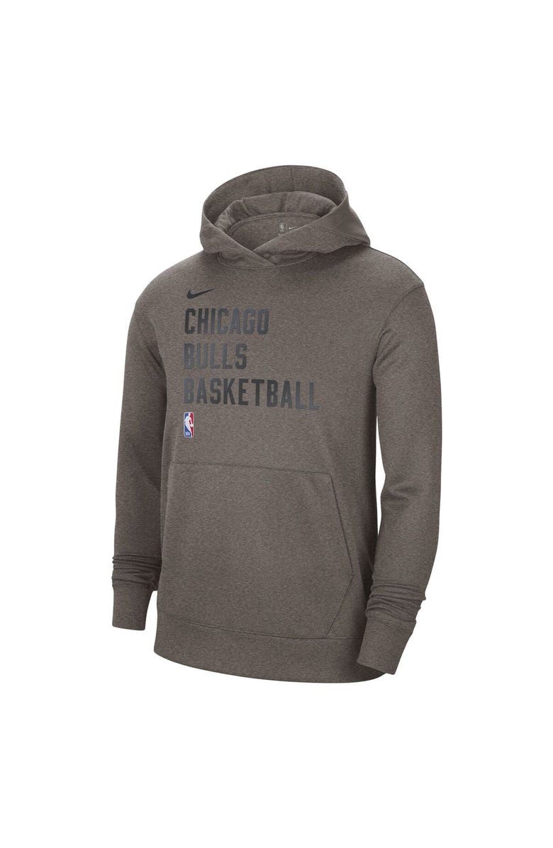 Nike Unisex Nike Olive Chicago Bulls 2023/24 Performance Spotlight On-Court Practice Pullover Hoodie, Alternate, color, Heather Gray