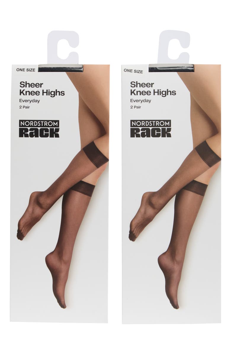 NORDSTROM RACK Everyday Sheer 2-Pack Knee High Socks, Main, color, Caviar