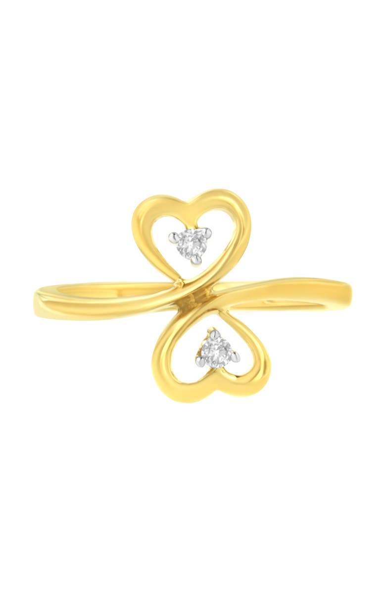 Haus of Brilliance 14KT Yellow Gold 1/20 ctw. Dual Heart Diamond Ring, Alternate, color, Yellow