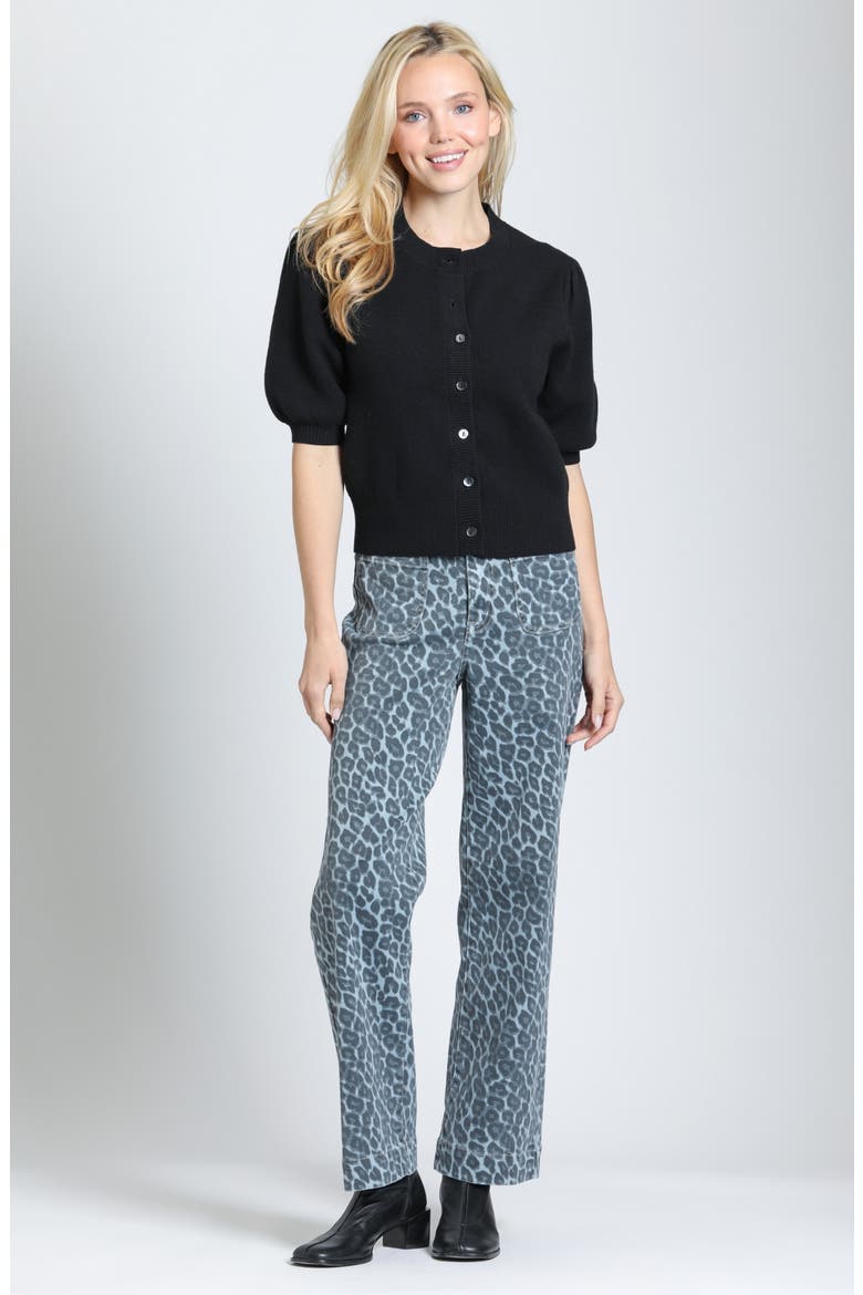 Puff Sleeve Cardigan, Alternate, color, BLACK