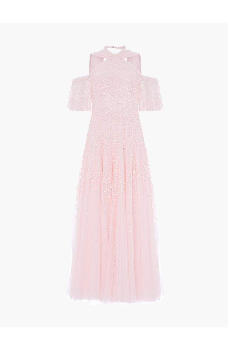Needle & Thread Scallop Sequin Halter-Neck Ankle Gown, Alternate, color, Seashell
