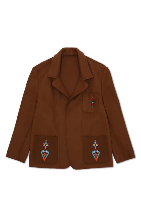 Woven Embroidered Patch Pocket Jacket