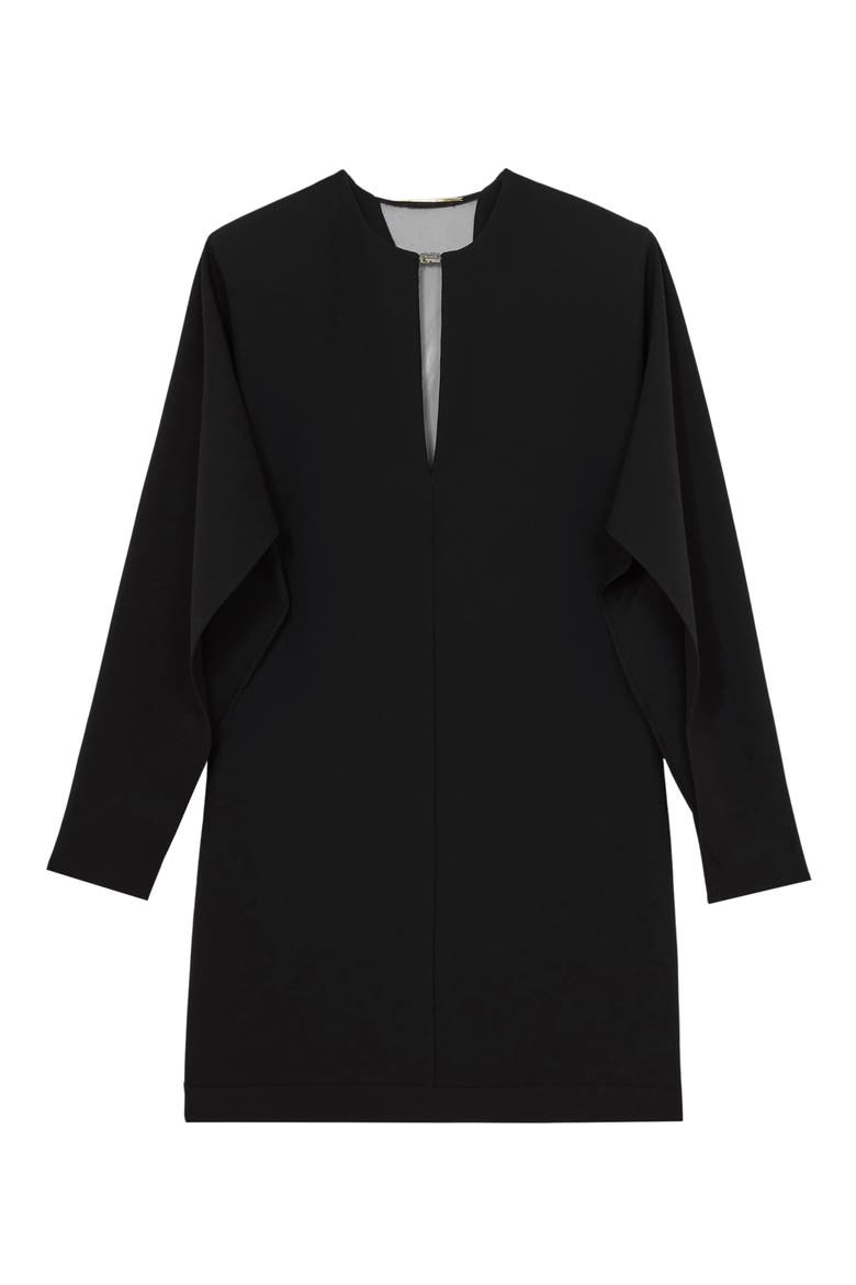 Lula Sheer Back Detail Long Sleeve Dress, Alternate, color, BLACK