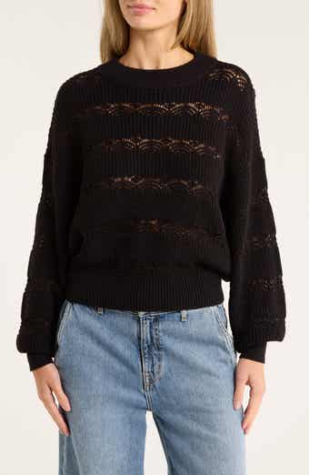 VERO MODA Lona Pointelle Cotton Blend Crop Sweater