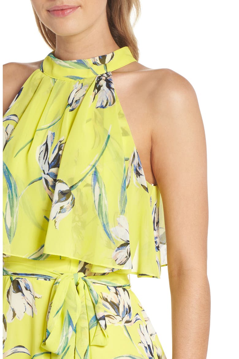 Halter Neck Chiffon Maxi Dress, Alternate, color, YELLOW