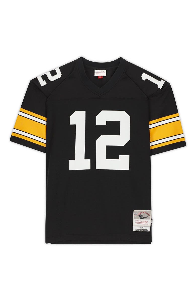 FANATICS AUTHENTIC Terry Bradshaw Pittsburgh Steelers Autographed Mitchell & Ness Throwback Black Replica Jersey with "HOF 89" Inscription, Alternate, color, 