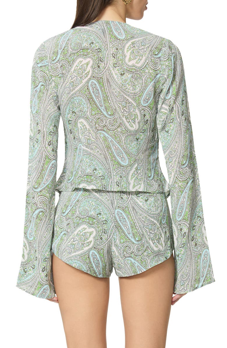 AFRM Tyra Paisley Tie Front Top, Alternate, color, Aqua Paisley