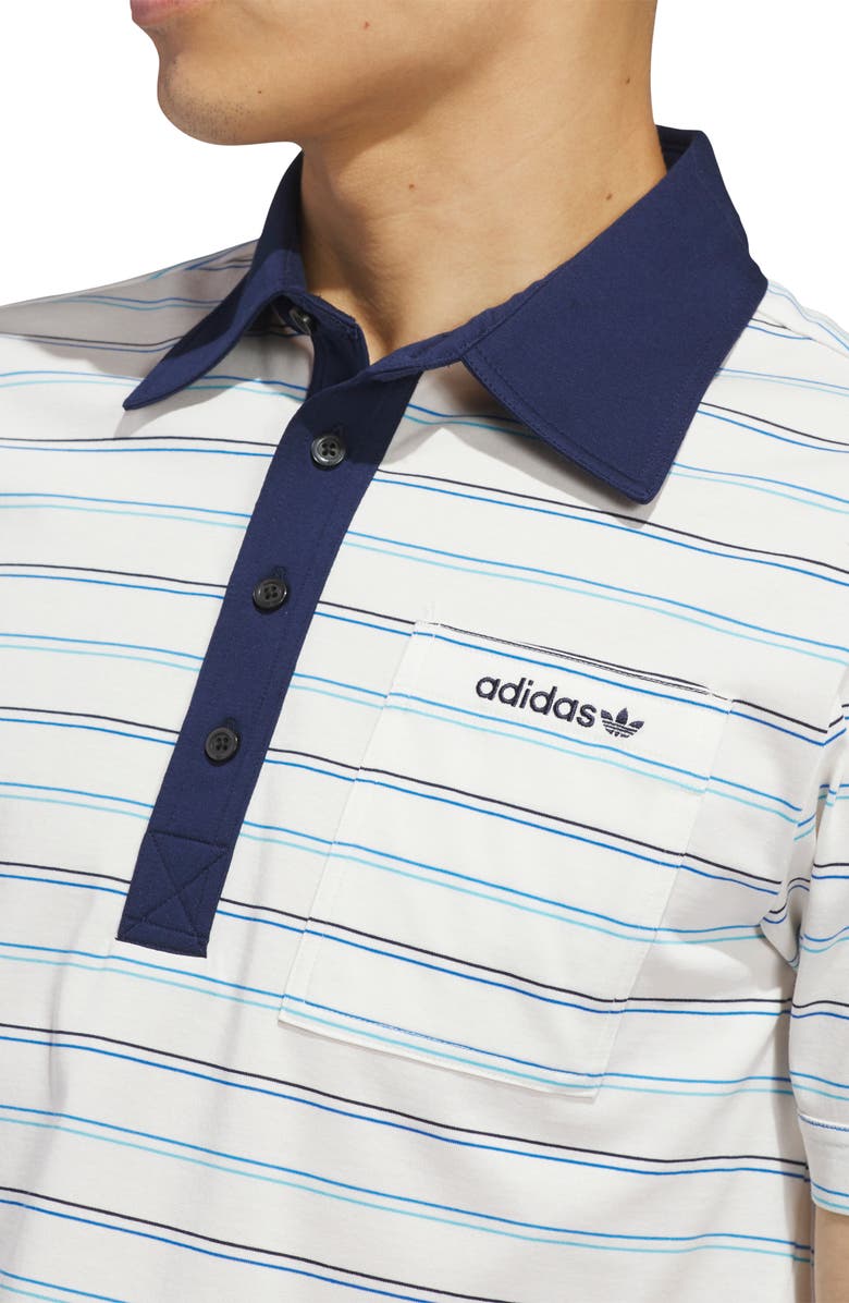 adidas Stripe Golf Polo, Alternate, color, Chalk White