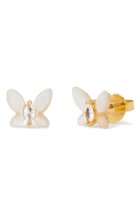 social butterfly mother-of-pearl mini stud earrings