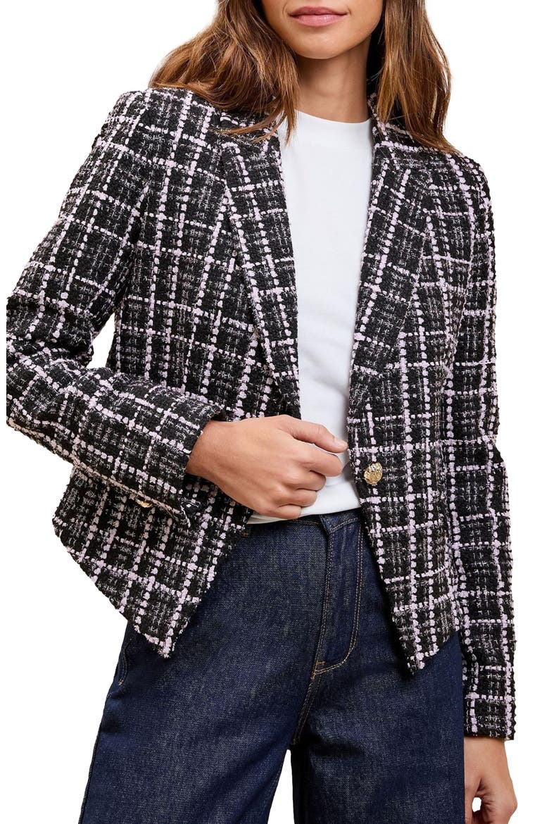 Bouclé Crop Blazer, Main, color, BLACK