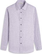Bugatchi Julian Check Slub Linen Button-Up Shirt