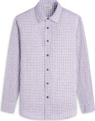 Bugatchi Julian Check Slub Linen Button-Up Shirt