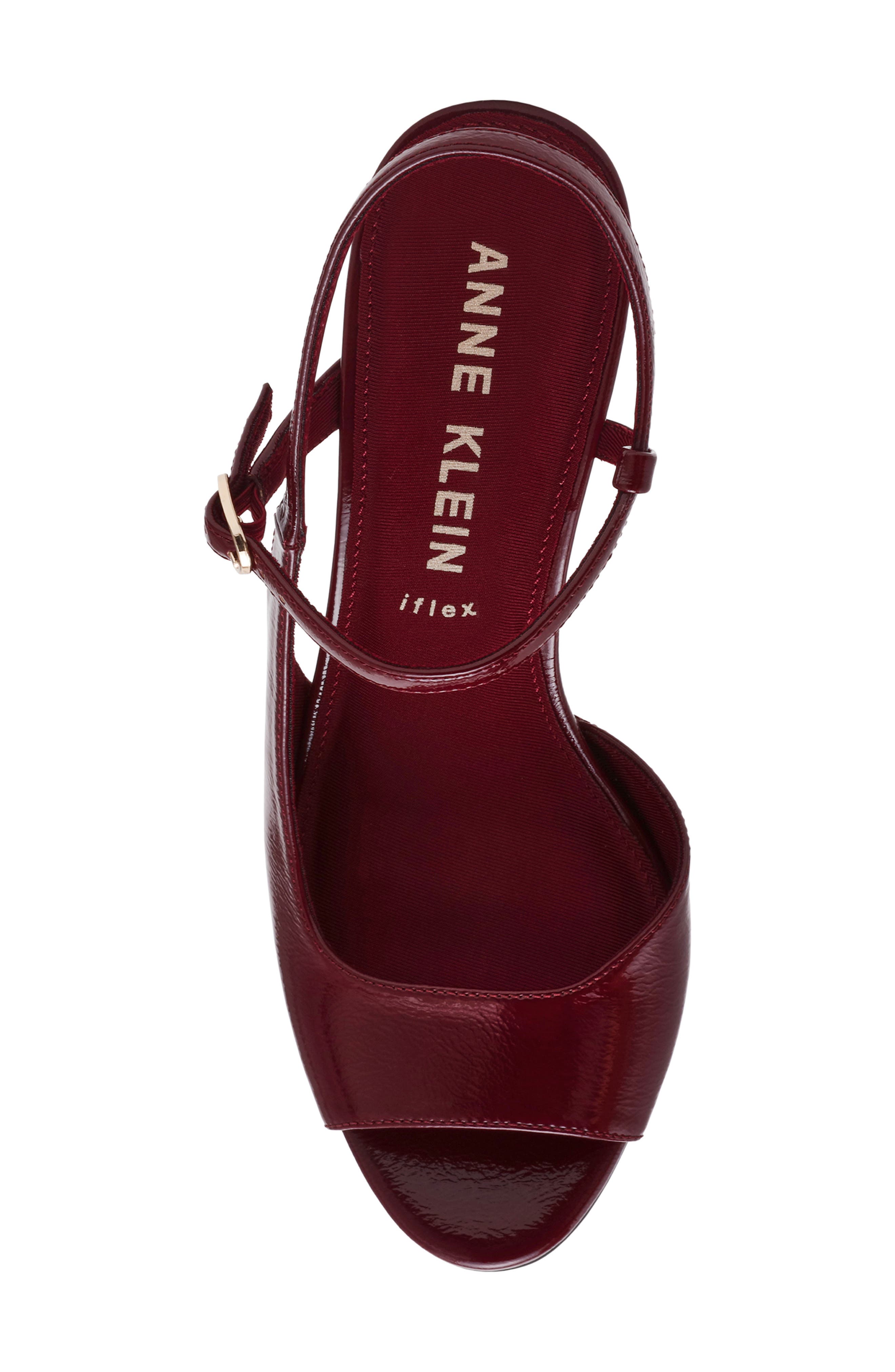 Anne Klein Jessica Ankle Strap Sandal, Alternate, color, Bordeaux Crinkle
