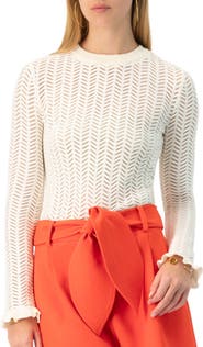 IVONNE Long Sleeve See-Through Knitted Blouse