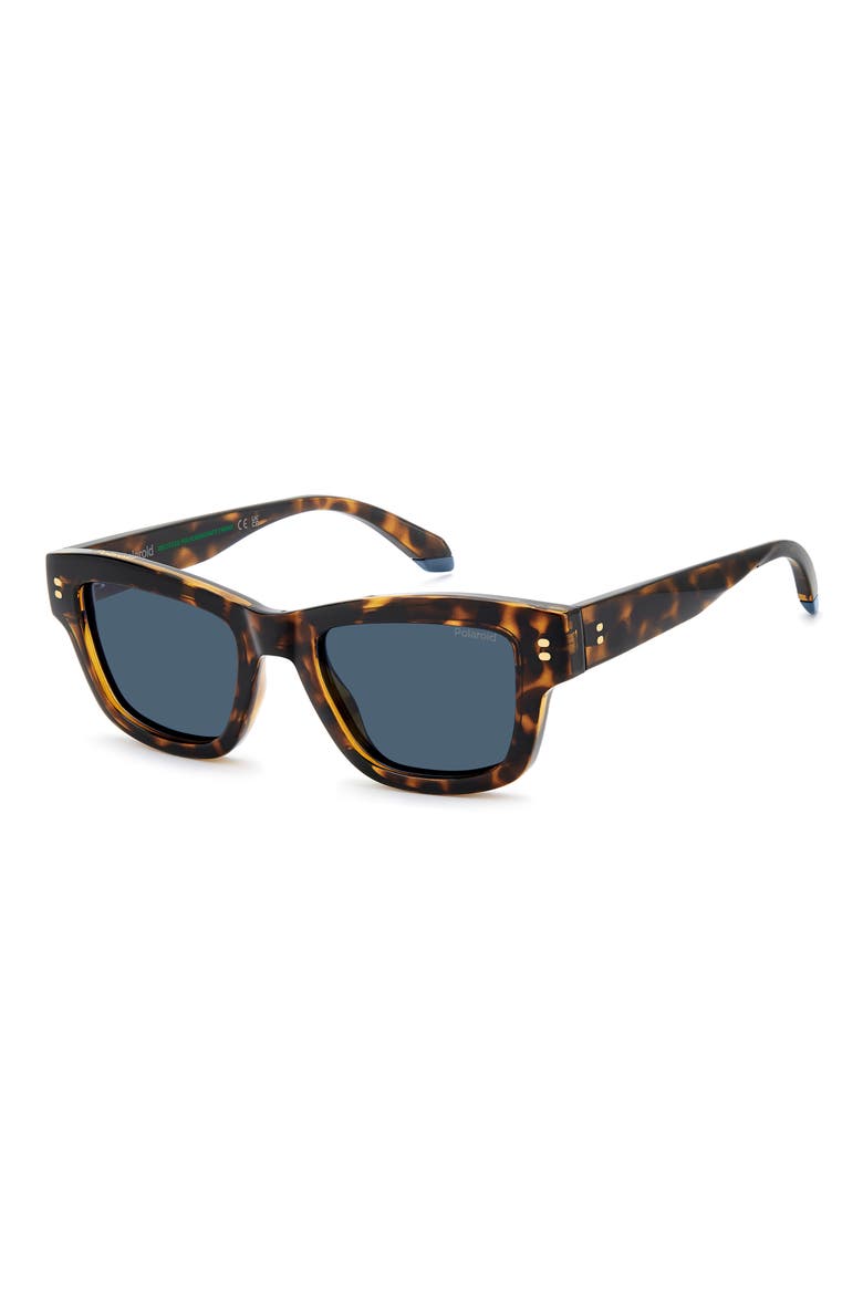 49mm Small Polarized Rectangular Sunglasses, Alternate, color, HAVANA/ BLUE PZ