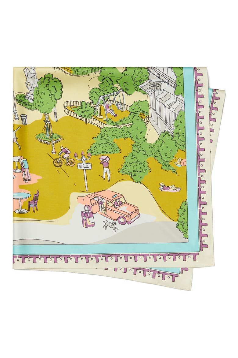Washington Square Park Silk Scarf, Main, color, BLUE
