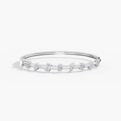 Spaced Multi-Shape Lab Diamond Bangle in 14K Gold