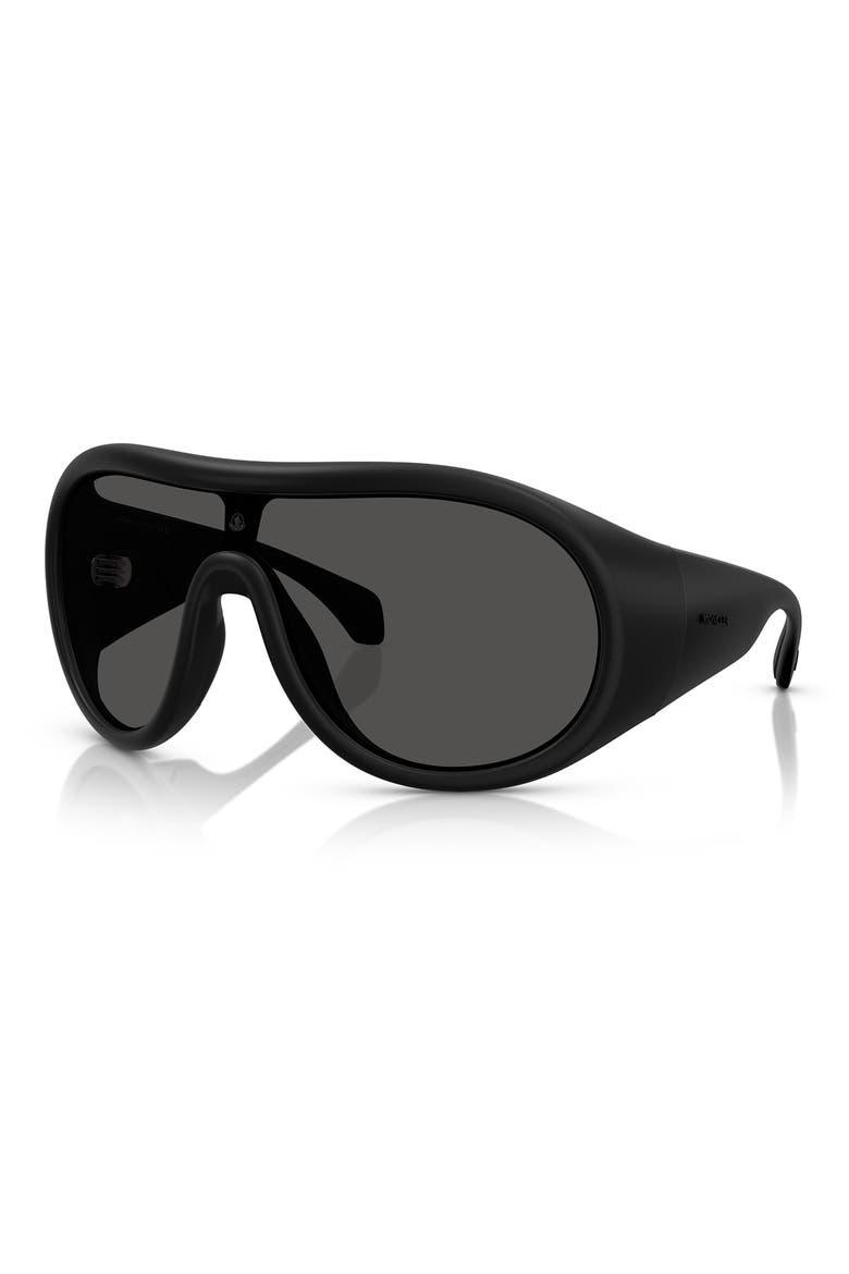 Cloche 135mm Polarized Pilot Shield Sunglasses, Alternate, color, MATTE BLACK