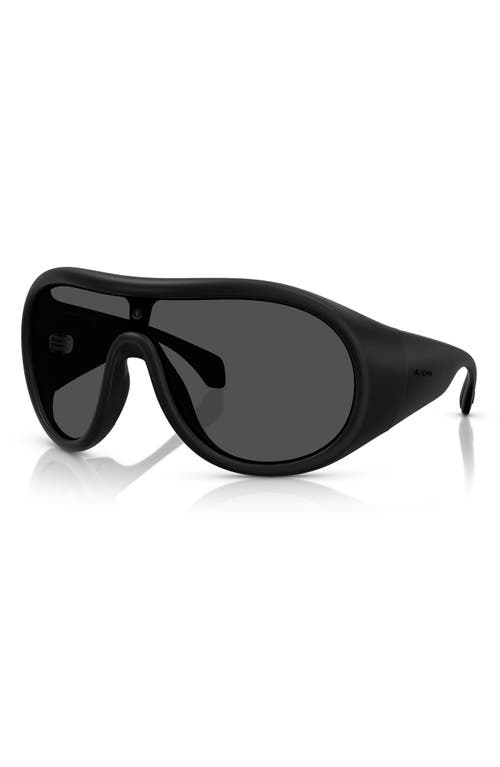 Moncler Cloche 135mm Polarized Pilot Shield Sunglasses In Matte Black