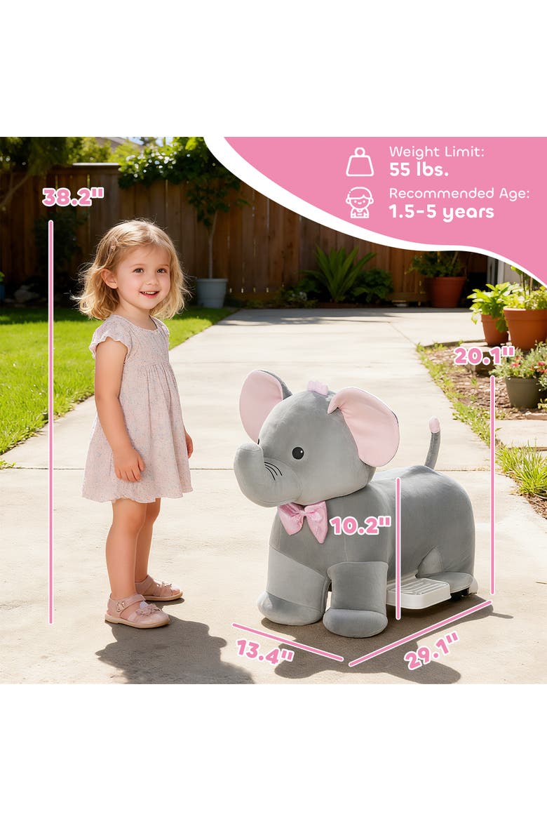 6V Kids Ride on Horse, Electric Riding Animal, Alternate, color, Grey