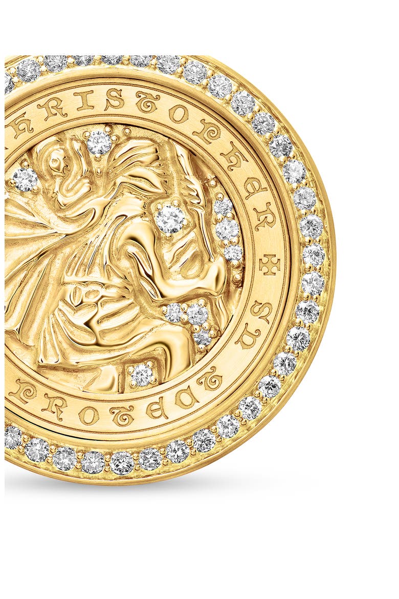 St. Christopher Amulet in 18K Yellow Gold with Pavé Diamonds, Alternate, color, DIAMOND