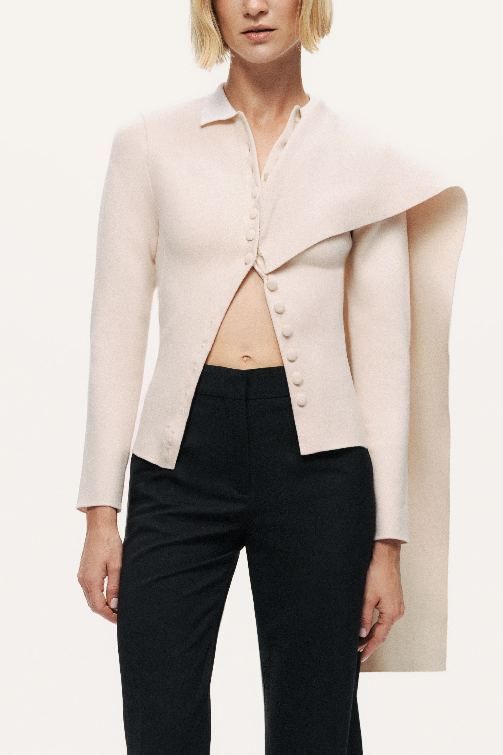 Asymmetric Cape Knit Cardigan
