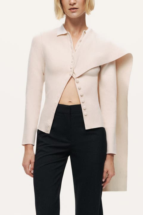 Asymmetric Cape Knit Cardigan