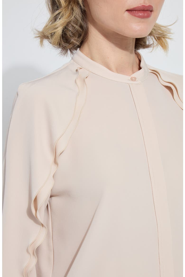 Isadora Ruffle Sleeve Button-Up Shirt, Alternate, color, ROSE PETAL