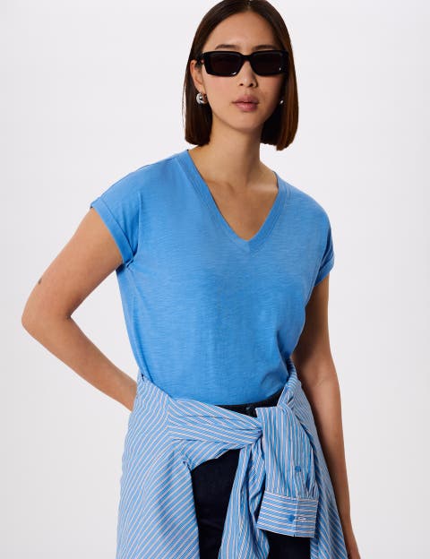 Willa V-Neck Cap Sleeve T-Shirt
