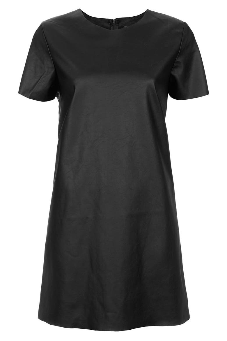 'Paloma' Faux Leather Dress, Main, color, BLACK