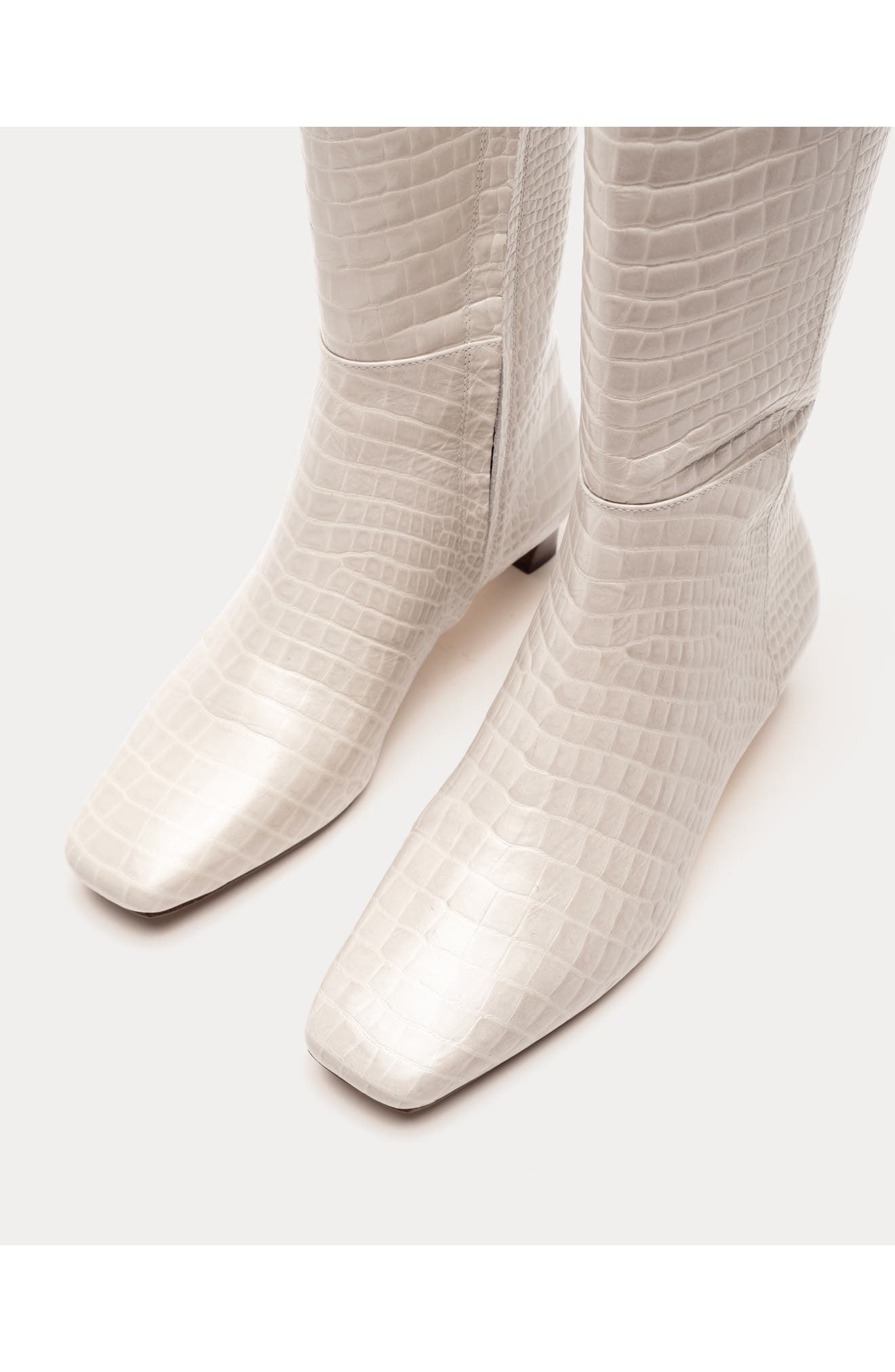 Mackie Croc Embossed Leather Knee High Boot, Alternate, color, OYSTER