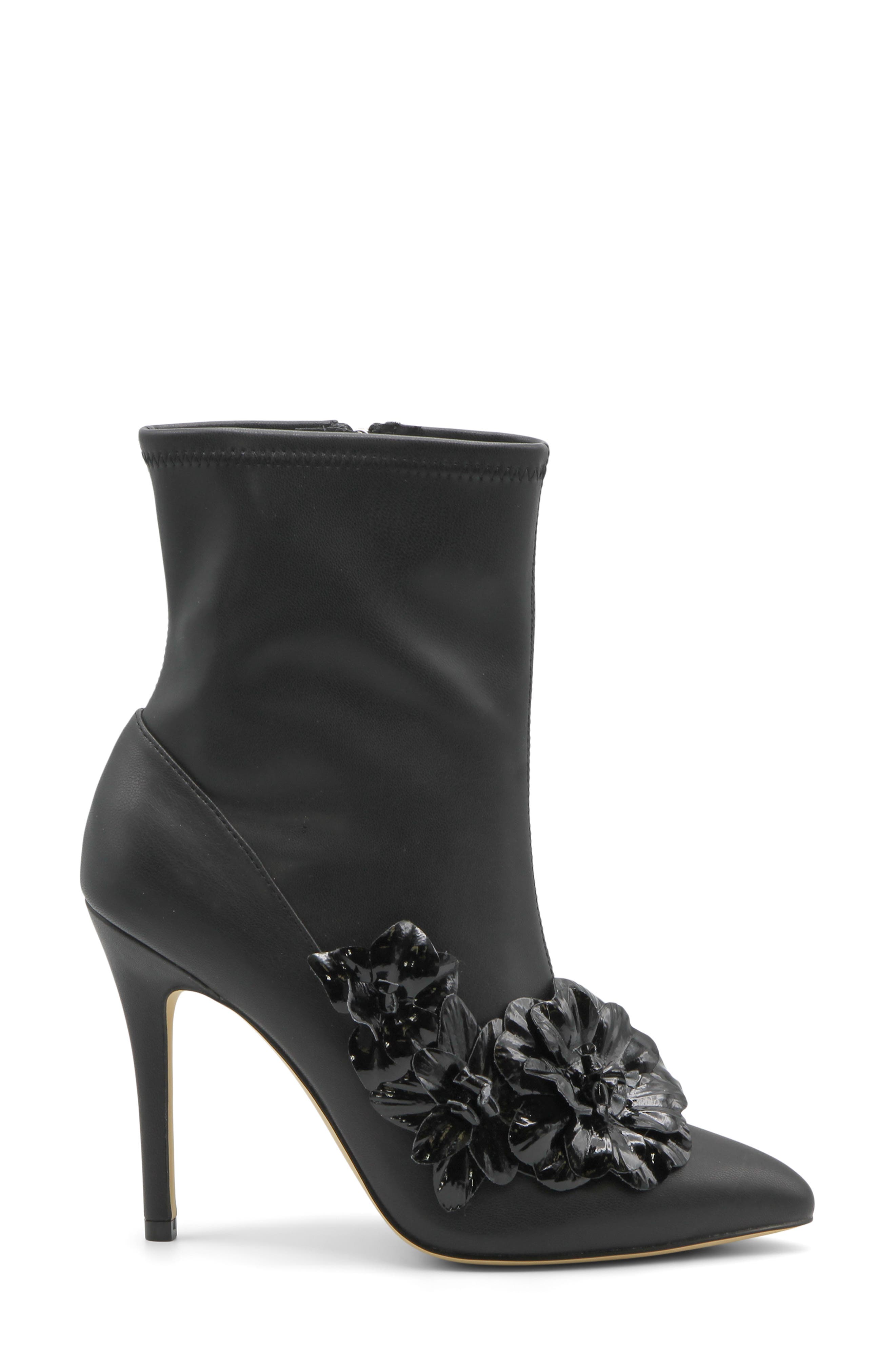 Charles by Charles David Perla Flower Pointed Toe Bootie, Alternate, color, Black