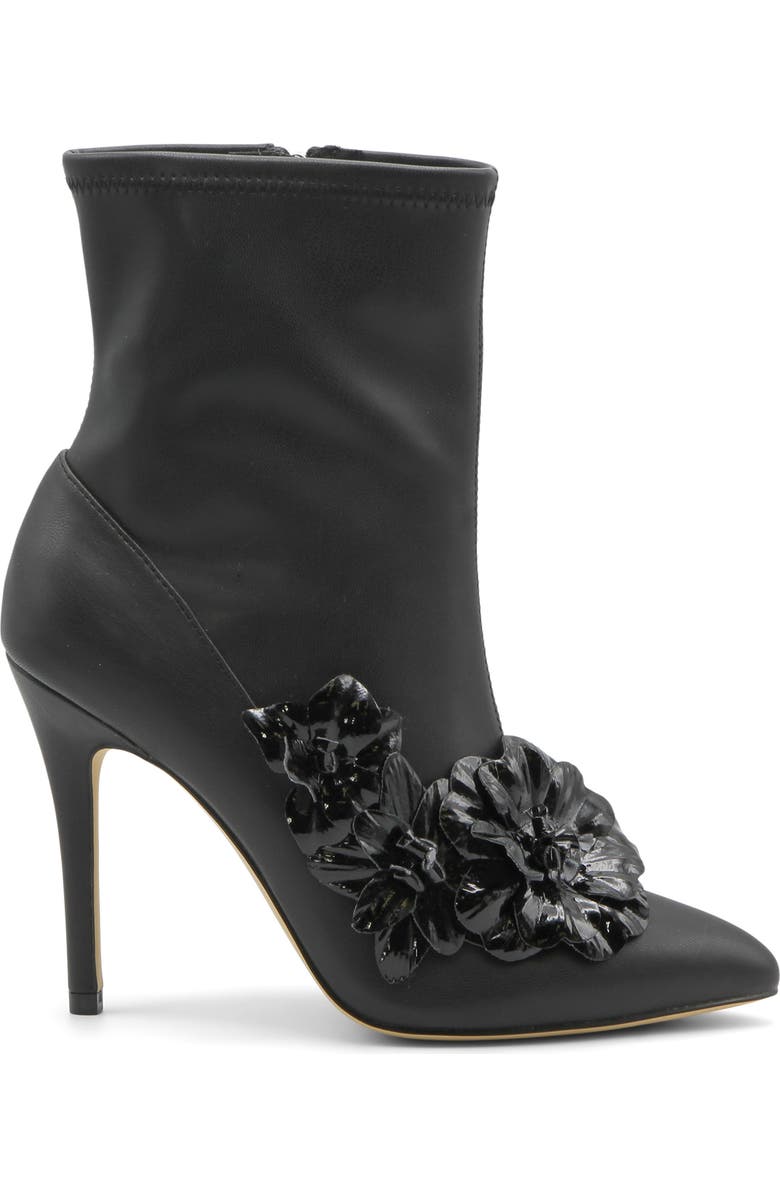 Charles by Charles David Perla Flower Pointed Toe Bootie, Alternate, color, Black