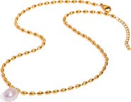 LA MENO Modern Pearl Pendant Necklace