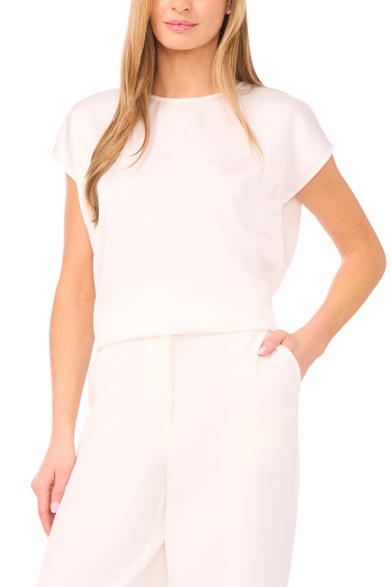 Print Cap Sleeve Blouse, Main, color, NEW IVORY