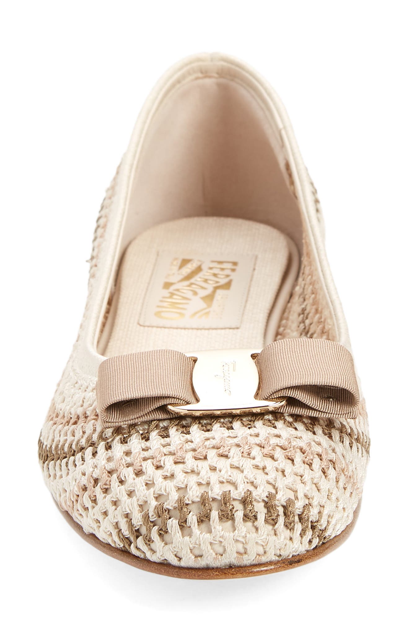 FERRAGAMO Varina Bow Crochet Flat, Alternate, color, 