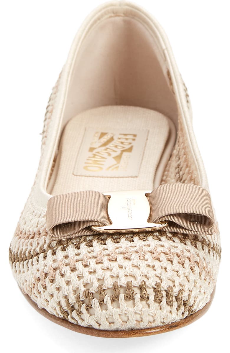 FERRAGAMO Varina Bow Crochet Flat, Alternate, color,
