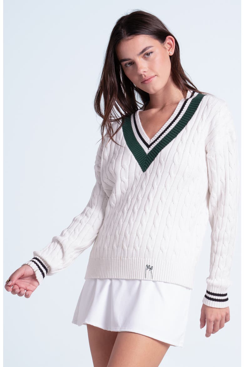 Legacy Court Sweater, Main, color, White/Green