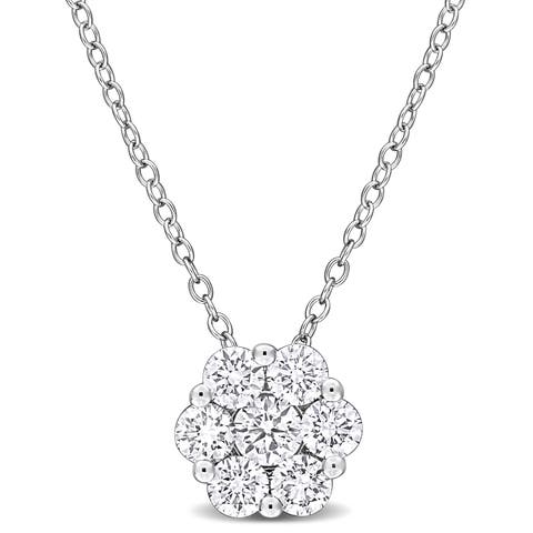Lab-Grown Diamond Floral Halo Necklace