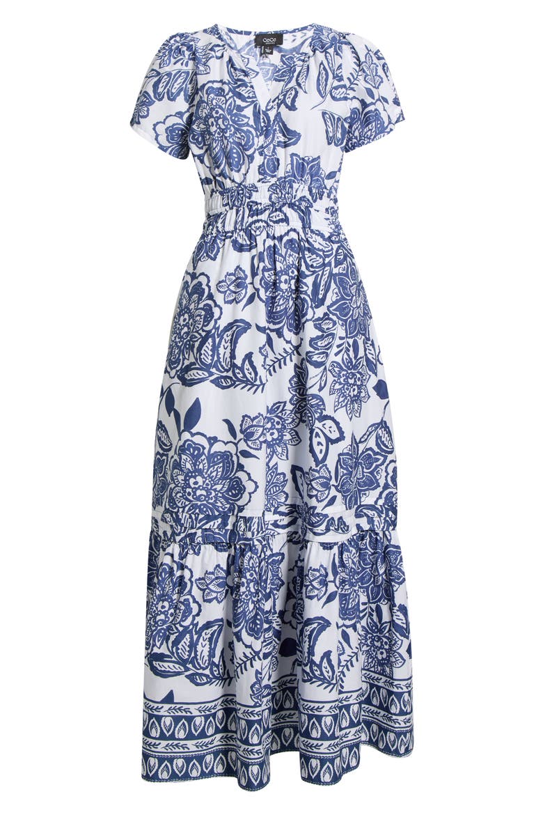 Floral Smocked Waist Maxi Dress, Alternate, color, CLASSIC NAVY