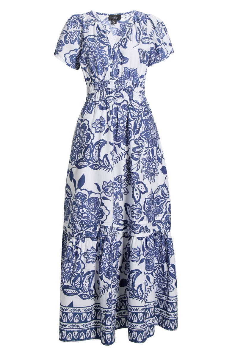 CeCe Floral Smocked Waist Maxi Dress, Main, color, Classic Navy