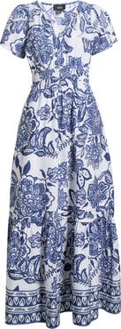 CeCe Floral Smocked Waist Maxi Dress