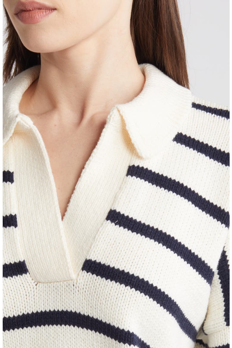Dedham Stripe Polo Sweater, Alternate, color, ANTIQUE CREAM