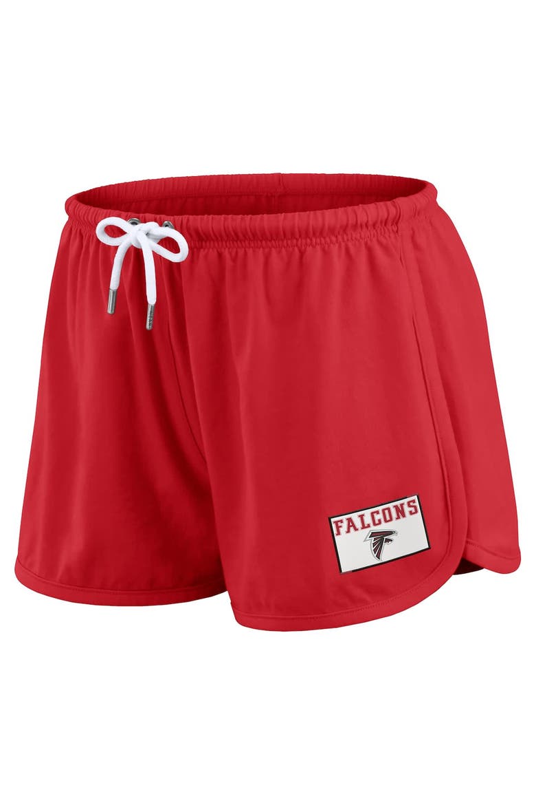 Women's WEAR by Erin Andrews Red Atlanta Falcons Heavy Rugby Jersey Long Sleeve T-Shirt & Shorts Lounge Set, Alternate, color, Red