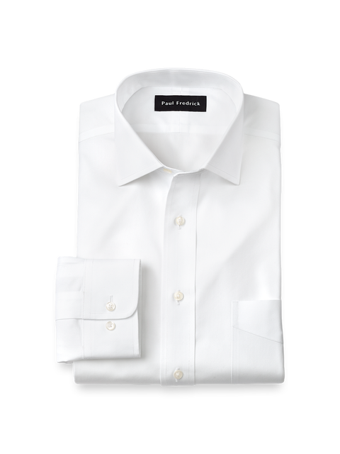 Non-iron Cotton Pinpoint Solid Spread Collar Dress Shirt